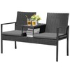 Devoko Patio Conversation Sets Outdoor Loveseat with Built-in Table &