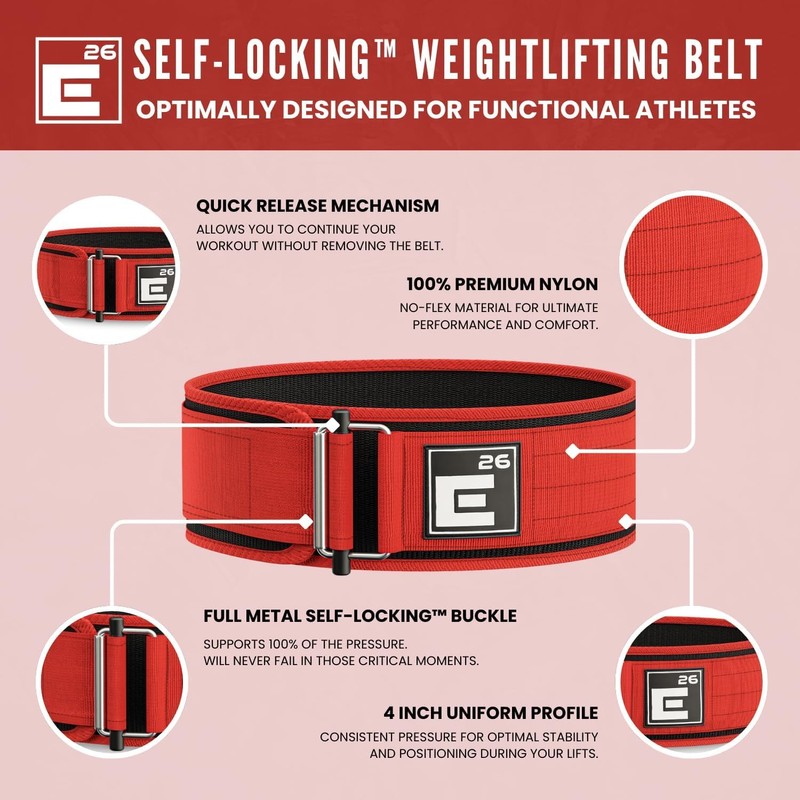 Self-Locking Weight Lifting Belt - Premium Weightlifting Belt for Serious