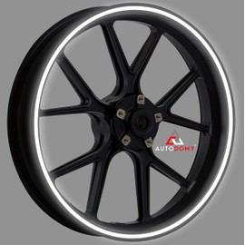 Autodomy Reflective Motorcycle Wheel Stickers Sport | Complete Set for 2 Wheels from 15" to 19" Inches | Motorcycle Reflective Stickers (White, 10 mm)