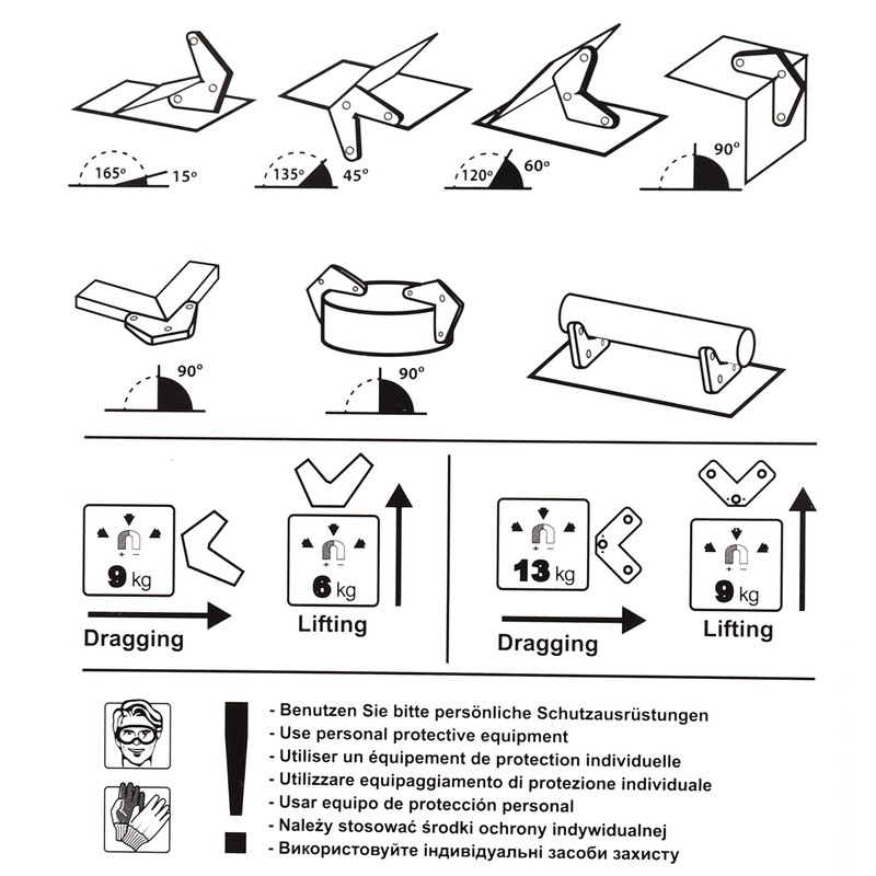 S&R Welding Magnet Set with Angles 15° 45° 60° 90°