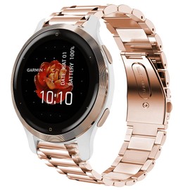 Compatiable with Venu 2S Band, Giaogor Quick Release Stainless Steel Metal Replacement Straps for Garmin Venu 2S Smartwatch (Rose Gold)