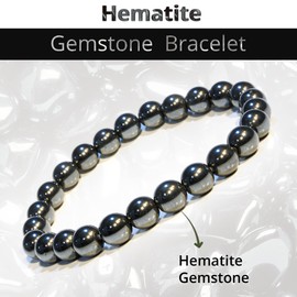 P&R:UK Hematite Crystal Bead Bracelet – Healing for Women and Men – 8mm Round Beaded for Men and Women – Unisex Stretchy Gemstone for Healing and Protection
