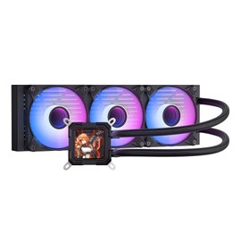 darkFlash DV360S All-in-one Liquid CPU Cooler, 3.2” LCD Screen with 320 * 320 Resolution, ARGB Sync, PWM Fans 360mm Radiator, CPU PC Aio Cooler Compatible with Intel 1851/1700, AMD AM4/AM5 (Black)