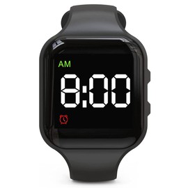 e-vibra Water Resistant Potty Training Watch Rechargeable Vibrating Alarm Reminder Watch Silent Wake Up Wristband - with Lock (Black)