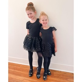 Stelle Ballet Leotards for Girls Dance Leotard with Skirt Toddler Pink Ballet Outfit Ruffle Sleeve Kids Dance Dress（BA002-Black,2-3T