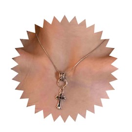Inilbran Boho Crystal Cross Choker Necklace Silver Rhinestone Cross Crucifix Necklace Choker Vintage Jesus Cross Pendant Necklace Gothic Cross Religions Necklace Jewellery for Women and Girls, Zinc,