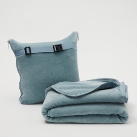 Cuddledown Plush Fleece Travel Blanket Throw | Cozy & Exceptionally Soft | Lightweight | Convenient, Easy Care | Doubles as Pillow | 65" x 40" | Gulf Blue