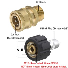 Hysagtek 8Pcs Pressure Washer Adapter Set，M22 Swivel，to 3/8 Inch Quick Connect Fittings, 3/4 Inch to Quick Release， Garden Hose Connection Accessories