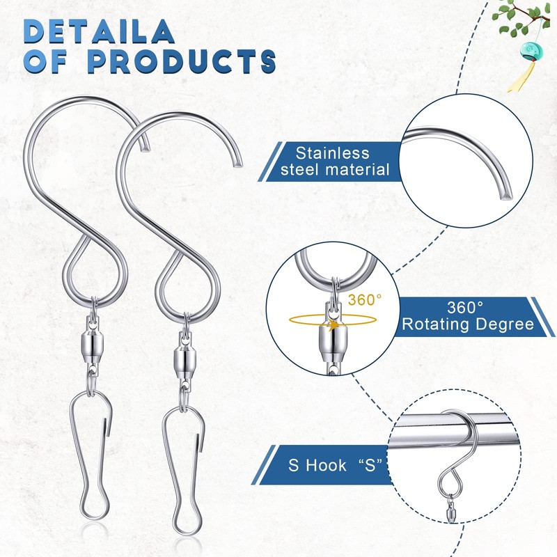 Mudder Swivel Hooks Clips for Hanging Wind Spinners Crystal Twisters