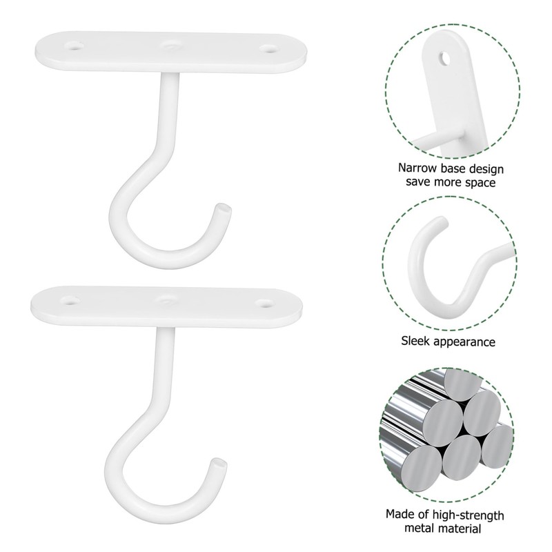 IWOWHERO 2 Pcs Heavy Duty Ceiling Hooks White Plant Hangers