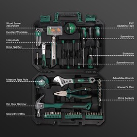 Fancyall 100 Piece Household Tool Set, Mechanics Tool Set, Perfect for Car Enthusiasts and DIY Home Repairs