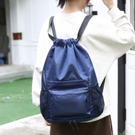 FAVORTALK Drawstring Backpack Large Capacity Drawstring Bag Water Resistant String Backpack with Water Bottle Mesh Pockets for Gym Shopping Sport Yoga School Beach Foldable Swimming Bags - SKD10724