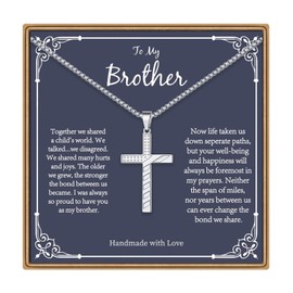 PAERAPAK Brother Gifts Brother Cross Necklaces, Silver American Flag Cross Necklaces Big Brother Christmas Gifts Birthday Fathers Day Brother Gifts Jewelry Gifts for Brother