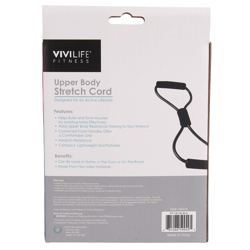 VIVI LIFE Fitness Black Medium Resistance Stretch Cord Builds Muscle