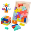 VORHOT 3D Puzzle Tetris Game Children, Wooden Puzzle with 30