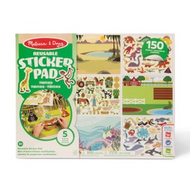 Melissa & Doug Bloc de Adhesivos Reutilizables de los Hábitats, Lámina Extra Grande de Actividades con Autoadhesivos, Fondos Extraíbles, Libros de Actividades Para Niños (150 calcomanías)