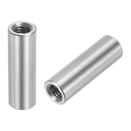 QUARKZMAN Pack of 10 M5 Round Connection Nuts, 304 Stainless Steel Coupling Nut 25 mm/1 Inch Length Sleeve Rod Pin Nut for Bracket, M5 x 25 x 8 mm