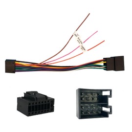 SPTSSWET 16 Pin ISO Adapter Wiring Harness ISO Standard Socket Compatible with VW with Steering Wheel Control Cables and Reverse Gear for Car Radio