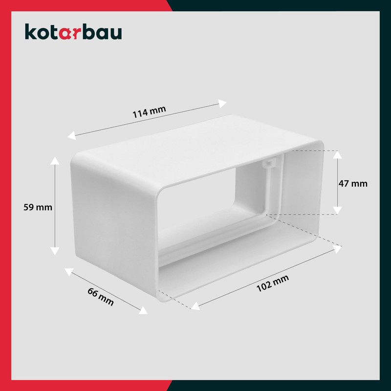 KOTARBAU® Ventilation System Connector 110mm x 55mm Flat Duct Rectangular
