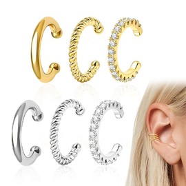 SULIUDAJI Pack of 6 Ear Cuff Gold for Women Ear Cuff Earrings Fake Earrings 14K Gold Ear Cuffs Fake Helix Cartilage Earrings Ear Cuff
