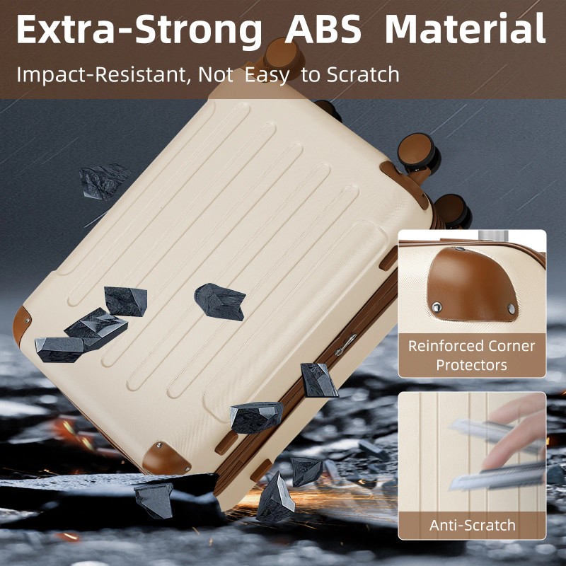 Cream Beige Expandable 6 Pcs Luggages Set Factory Product with