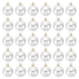PATIKIL 8mm Pearl Charm, 50 Pack Pearl Beads Faux Pearl Pendant Charm Beautiful Designer for Jewelry Making Bracelets Earrings Necklace Wedding Decorations Crafts Dress, White Gold