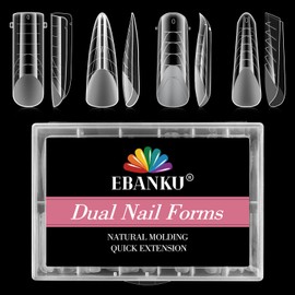 EBANKU 96PCS Clear Matte Dual Nail Forms Kit Full Cover Nail Mold Tips Acrylic Nail Extension Tools 4 Styles 12 Sizes