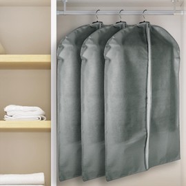 Vinsani Hanging Suit Cover Garment Clothes Bag Set of 5 For Men Women Wardrobe Tuxedo Shirt Dress Clothes Clothing Zip Up Dust Protector Travel Case Closet Organisation – Grey