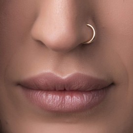 Tiny Faux Clip On Nose Ring - 14k Gold Filled Fake nose rings- 20 Gauge clip on Nose Piercing hoop- Handcrafted Jewelry for Girls (Thin Gold Hoop)