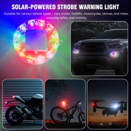 AGLOO Wireless Magnetic Solar Strobe Warning Light Car LED Lights, High Brightness Flashing Beacon Lamps Outdoor for Cars Drones Trucks Forklifts Motorcycles - Waterproof Caution Hazard Lights