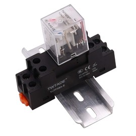 TWTADE DC 12V Electromagnetic Power Relay 8 Pin DPDT (2 NO 2 NC) Relay LED Indicator with Coil with Plug YJTF08A E / Rail Grooved Aluminum / Screw / Hook Base YJ2N-LY-DC 12V