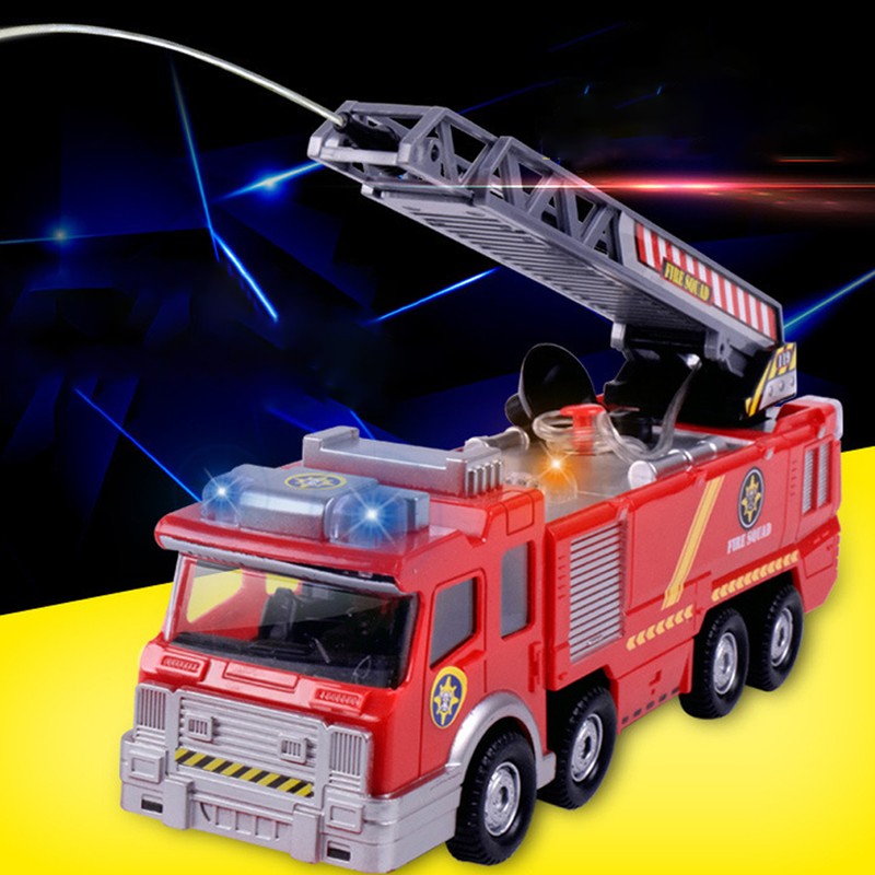 Mini Simulation Aerial Ladder Truck Model Vehicle Fire Fighting Car