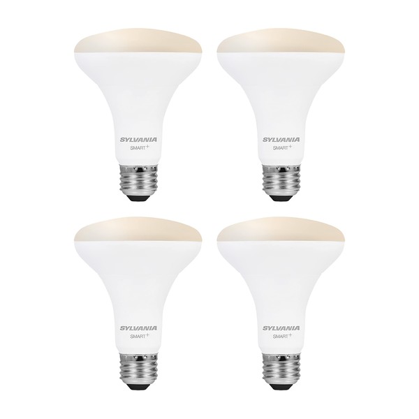 SYLVANIA Wifi LED Smart Light Bulb, 65W Equivalent Dimmable Soft White BR30, Compatible with Alexa and Google Home Only - 4 Pack (75689)