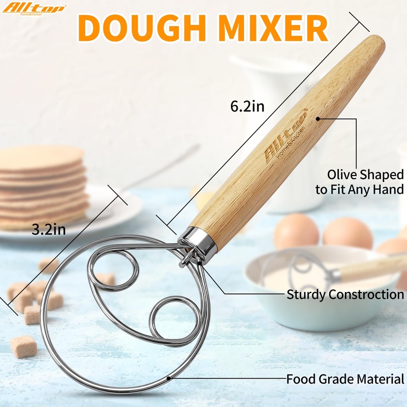 ALLTOP Danish Dough Whisk - Ultimate Dutch Mixer Hand Utensil