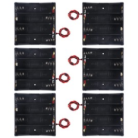 DORHEA 6PCS 18650 Battery Holder Bundle with Wire 18650 Battery Holder Case 3.7V, 4 Slot DIY Battery Storage Boxes, 4 Slot Black Plastic Batteries Case for 18650 Battery