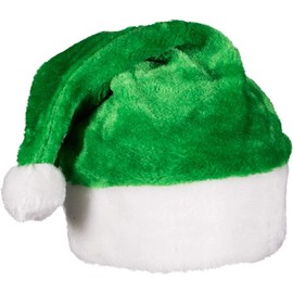 LKQBBSZ Green Plush Christmas Santa Hats Short Plush Xmas Santa Claus Cap Comfort Christmas Accessories for Women Men