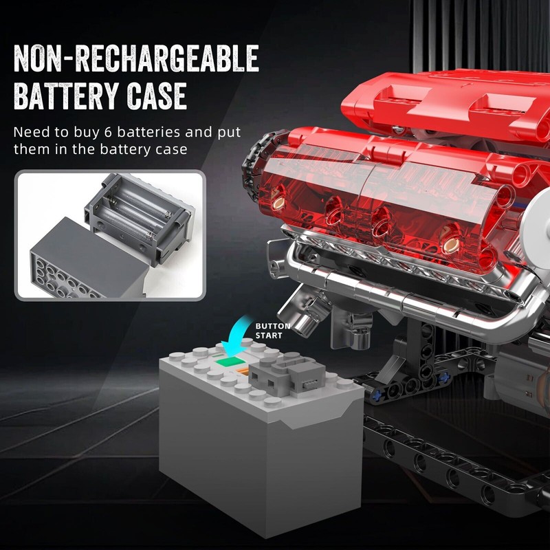 Mould King 10155 V8 Engine Red Motor Model That Works