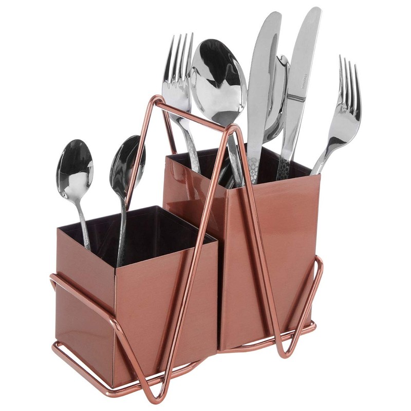 Premier Housewares Cutlery Caddy, Stainless Steel, Rose Gold, One Size