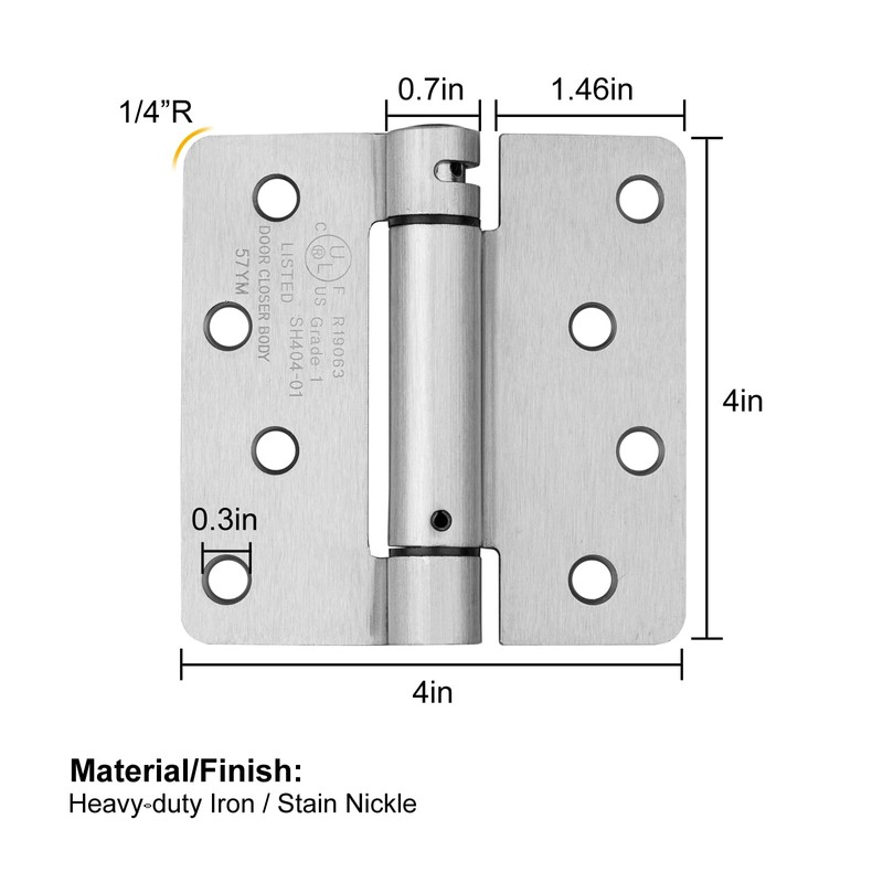 Haidms 3 Pack Self Closing Door Hinges 4 Inch Brushed