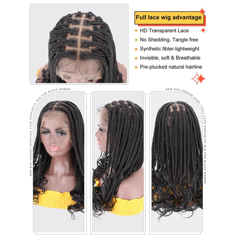 BEART 13X8 Lace Front Braided Wigs with Curly Ends for