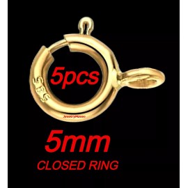 JewelryMaven (5) FIVE PACK STANDARD WEIGHT 5mm 14k Yellow Gold Spring Ring Clasp CLOSED Jump