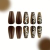 Fall Press on Nails Dark Brown Medium Coffin Fake Nails