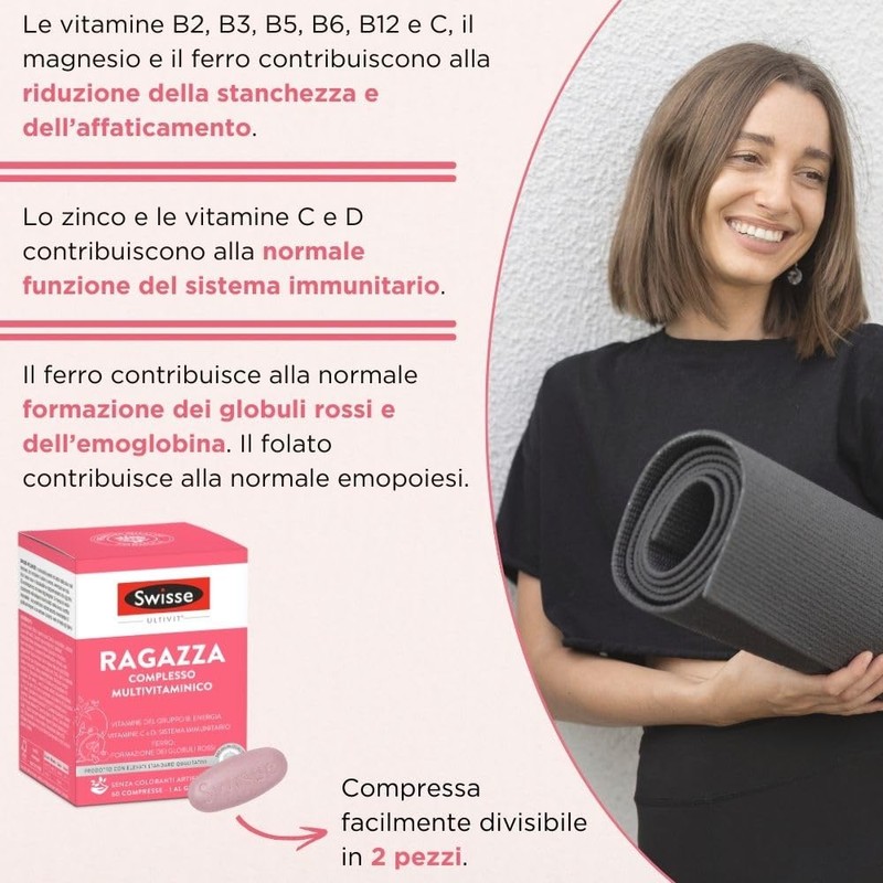 SWISSE Ultivit- Multivitaminico Ragazza con Zinco e Vitamine per Riduzione