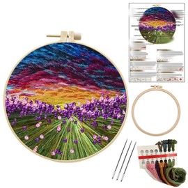 JRYYR Friendship Gifts Beginner Embroidery kit for Adults,Embroidery Kits for Beginners DIY Cross Stitch with Patterns and Instructions (Purple Lavender)