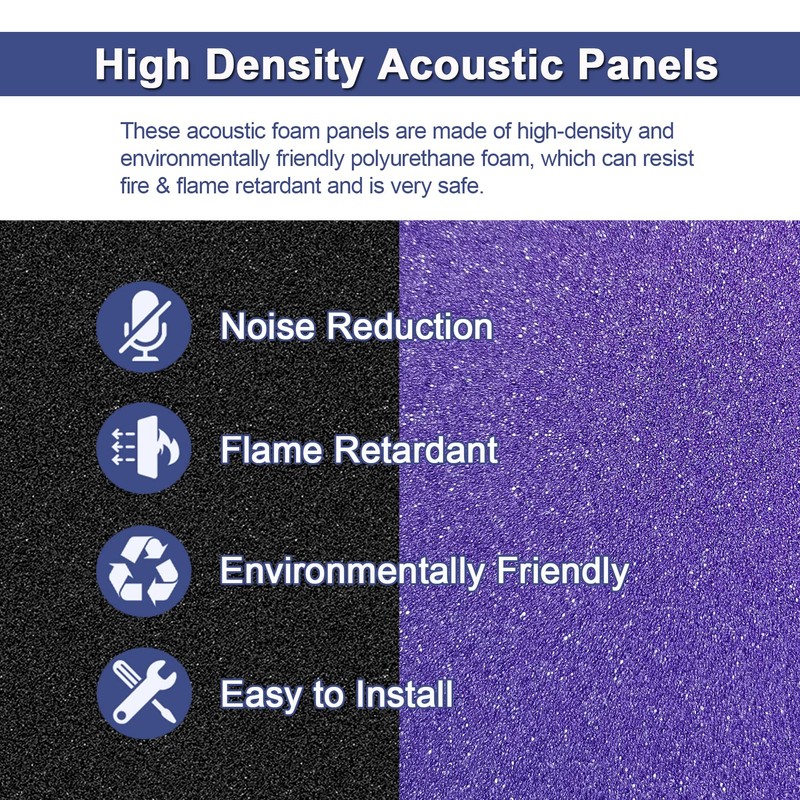 HJGFK2018 52 Pack 1" x 12" x 12" Black/purple Acoustic