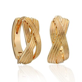 MEVECCO Gold Huggie Hoop Earrings 18K Gold Plated Cross Hoop Earrings Minimalist Handmade Earrings for Women