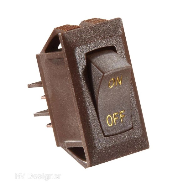 RV Designer S273 DC Rocker Switch 10 Amp - Brown