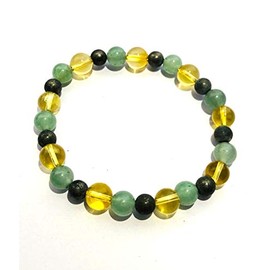 CRYSTALMIRACLE Goldenes Pyrit-Zitrin-Quarz-Armband Modeschmuck KristallheilungsWellness- r Zubehör-Edelstein für Unisex (Gelb (hell bis mittel) Goldgrün, 7 ZOLL Perlengröße: 5 bis 7 MM CA)