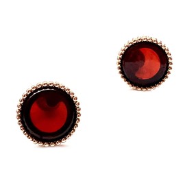 Stud Earrings Rose Gold Plated Silver 925 Women's Round 12 mm Earrings Stud with Amber, Amber Earrings, Designer Jewellery for Women, 12 mm, Sterling Silver Amber Sterling silver Rose Gold 3 Micron