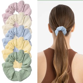 5Pcs Scrunchies, Elastic Scrunchies for Women Girls Soft Ponytail Holder Large Hair Bands Hair Ties No Damage Hair Accessories (Colorful)